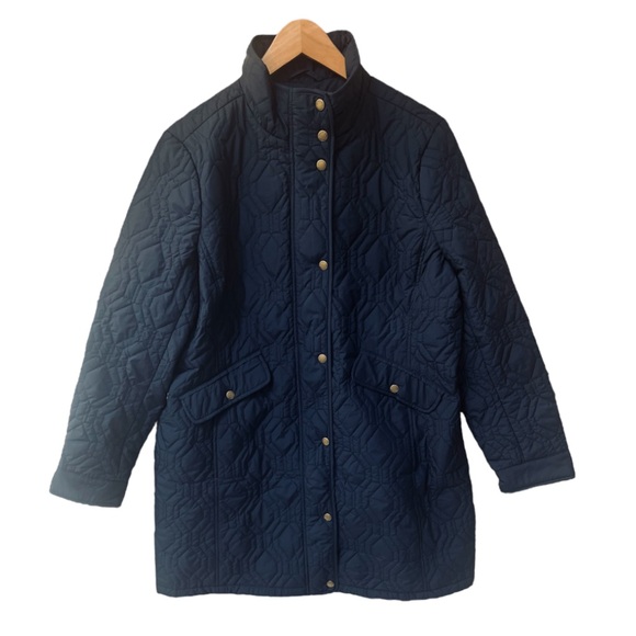 Lands’ End Quilted PrimaLoft Barn Jacket, Size Large Petite (14-16), Navy, $65 - Picture 4 of 5